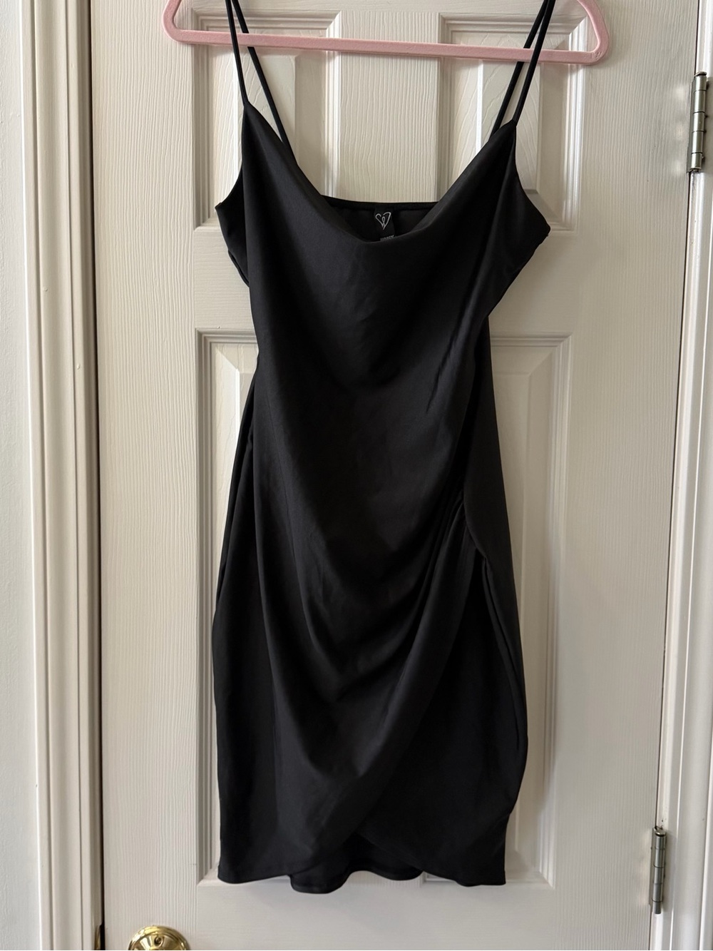 NWT Windsor Black Cowl Neck Ruched Wrap Mini Dress M